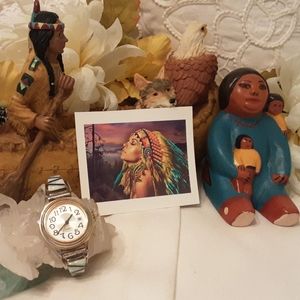 VTG. RICK ENRIQUEZ 925 STERLING OPAL INLAYED WATCH